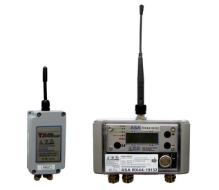 Set Sender TX40 zur Erfassung von 4 Pt100 Sensoren, Empfänger RX44 mit analogen Ausgänge 4 x 4...20mA